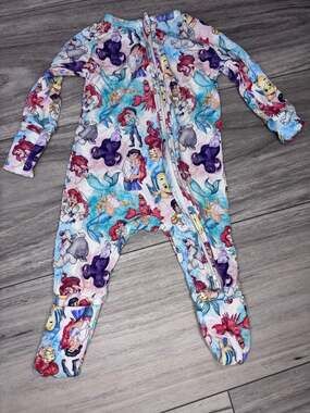 Disney The Little Mermaid Bamboo Zip Footie Pajamas Size 3-6M